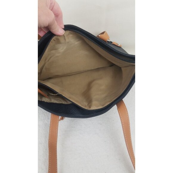 Carryland Black Beige Women’s Tote Satchel Handbag Shoulder Bag Purse multi pckt - Picture 9 of 11